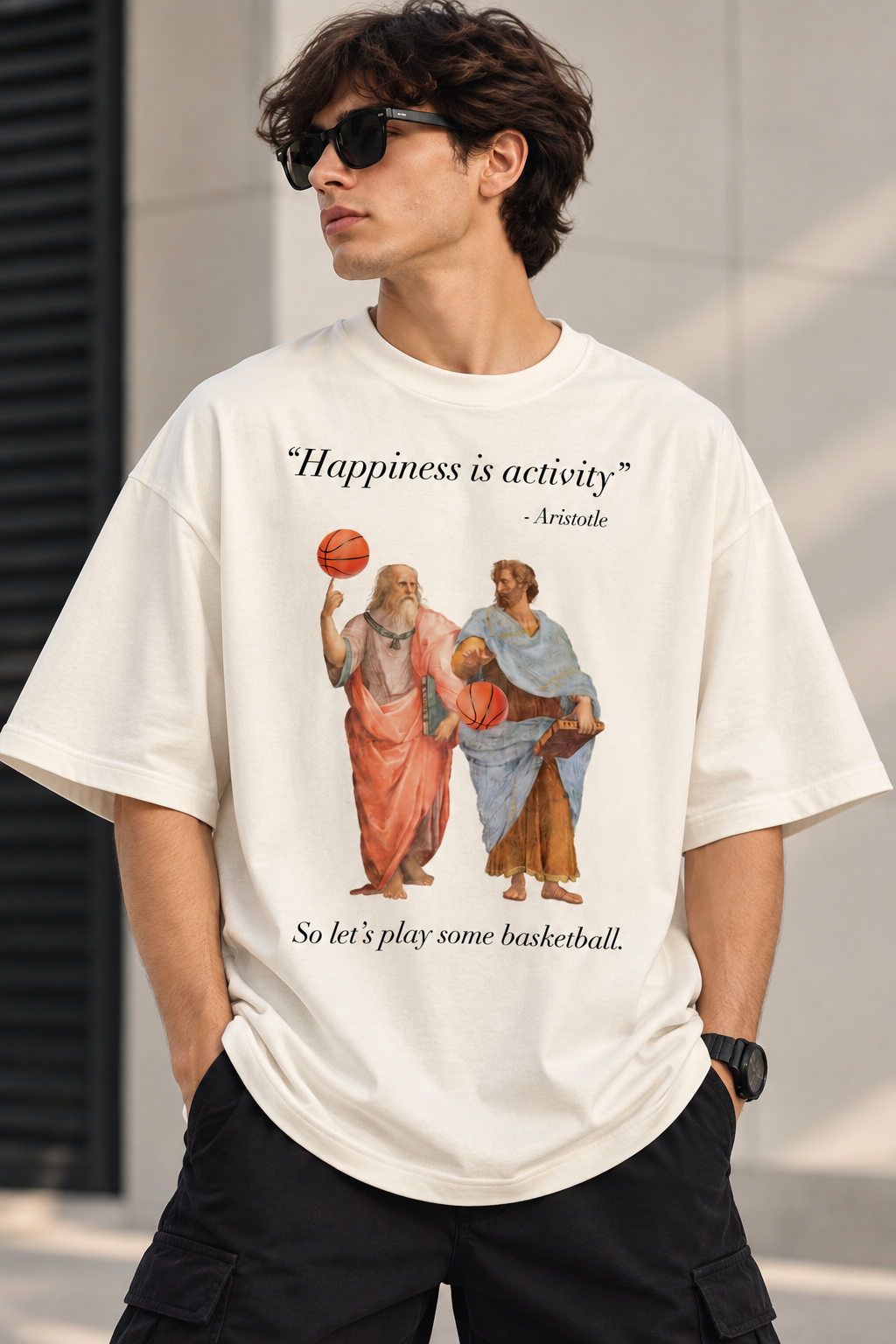 Basketball Quote Oversized T-Shirt for Men – Vintage Graphic Printed Tee