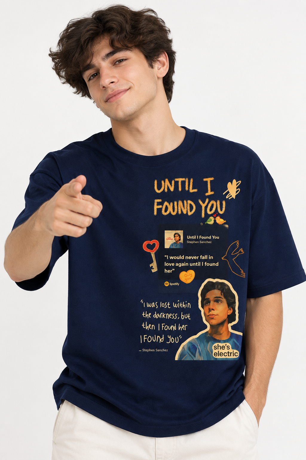 Regular Fit T-Shirt for Men – Navy Blue Graphic Tee