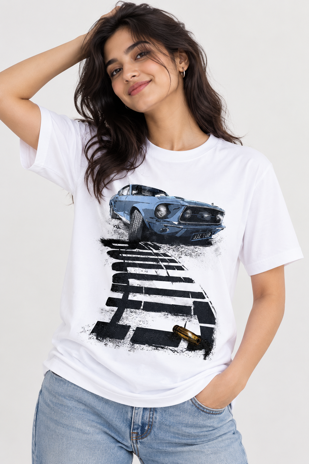 Classic Car Graphic Regular Fit T-Shirt for Women – Vintage Car Print Tee
