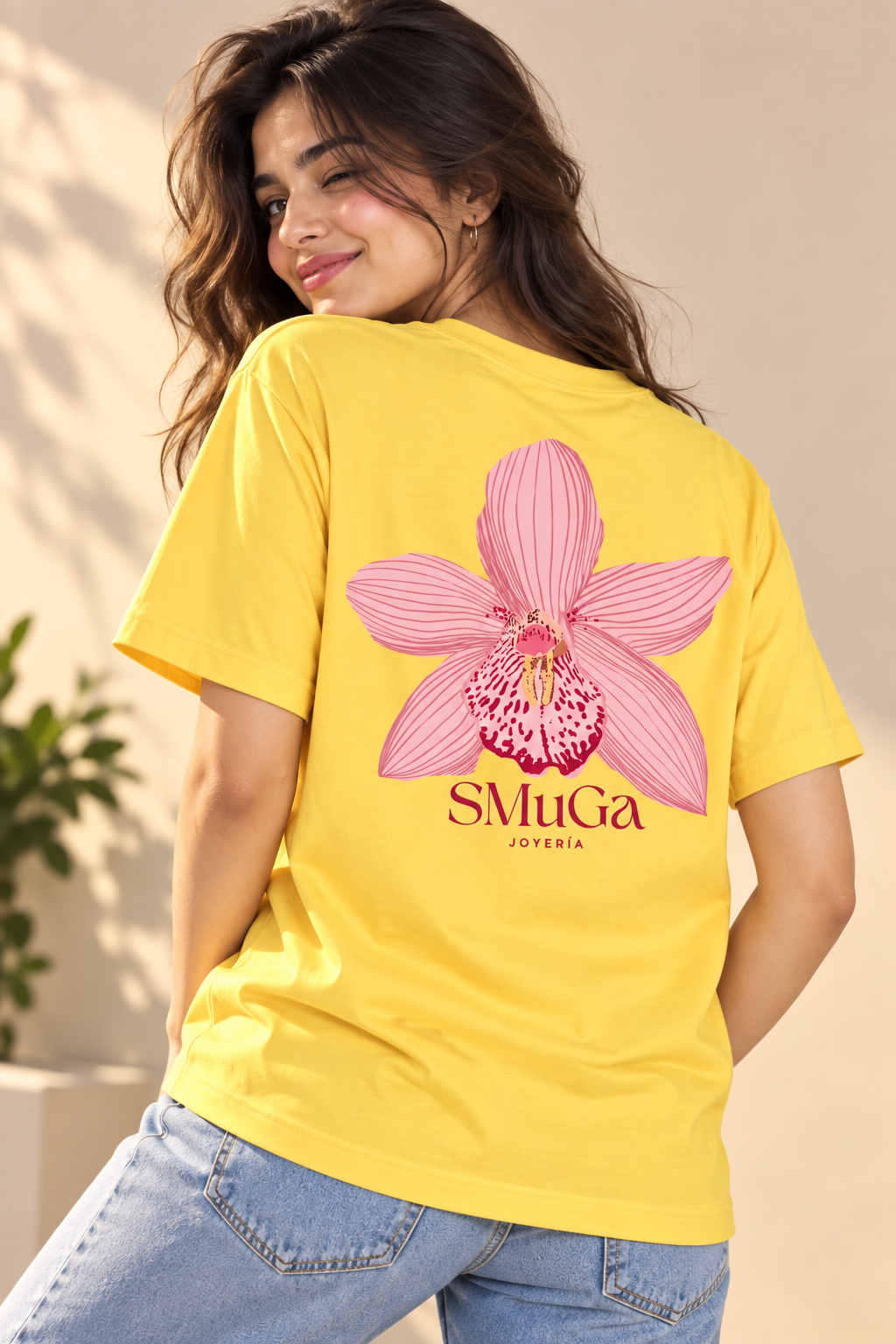 Floral Graphic Regular Fit T-Shirt for Women – Yellow Flower Printed Tee
