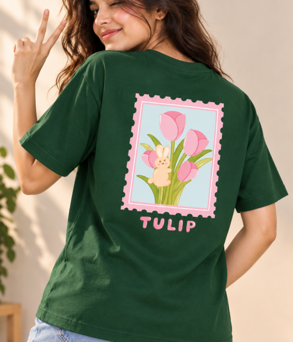 Flower Regular Fit T-Shirt for Women – Green Floral Graphic Tee