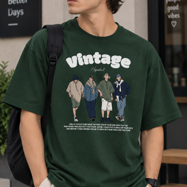 Vintage Graphic Regular Fit T-Shirt for Men – Streetwear Printed Tee