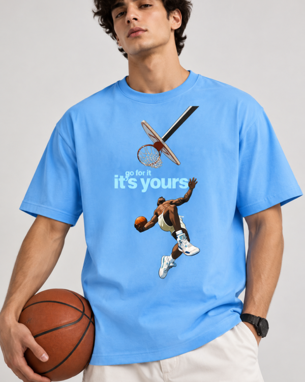 Basketball Graphic Regular Fit T-Shirt for Men – Blue Sports Tee
