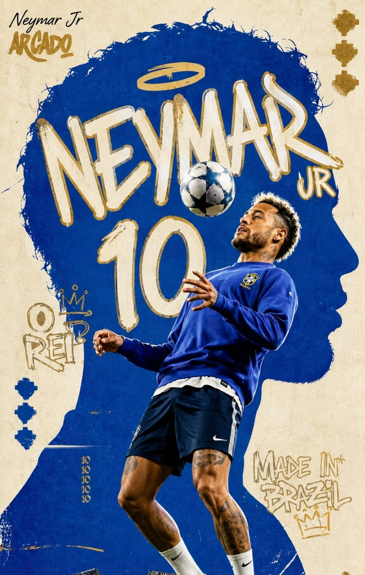 Neymar Football Graphic Regular Fit T-Shirt for Men – Grey Sports Tee