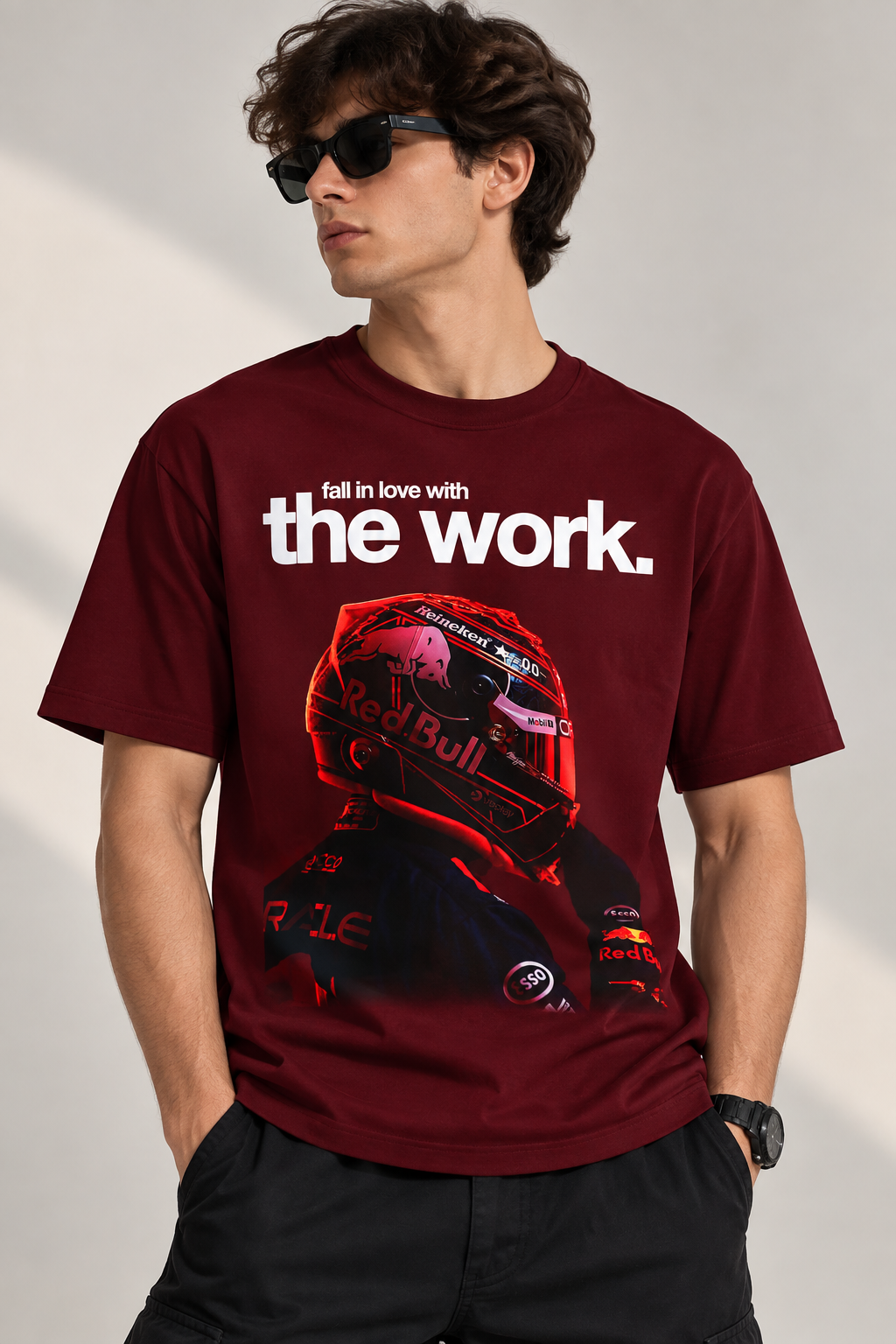 Racing Graphic Regular Fit T-Shirt for Men – Maroon Printed Tee