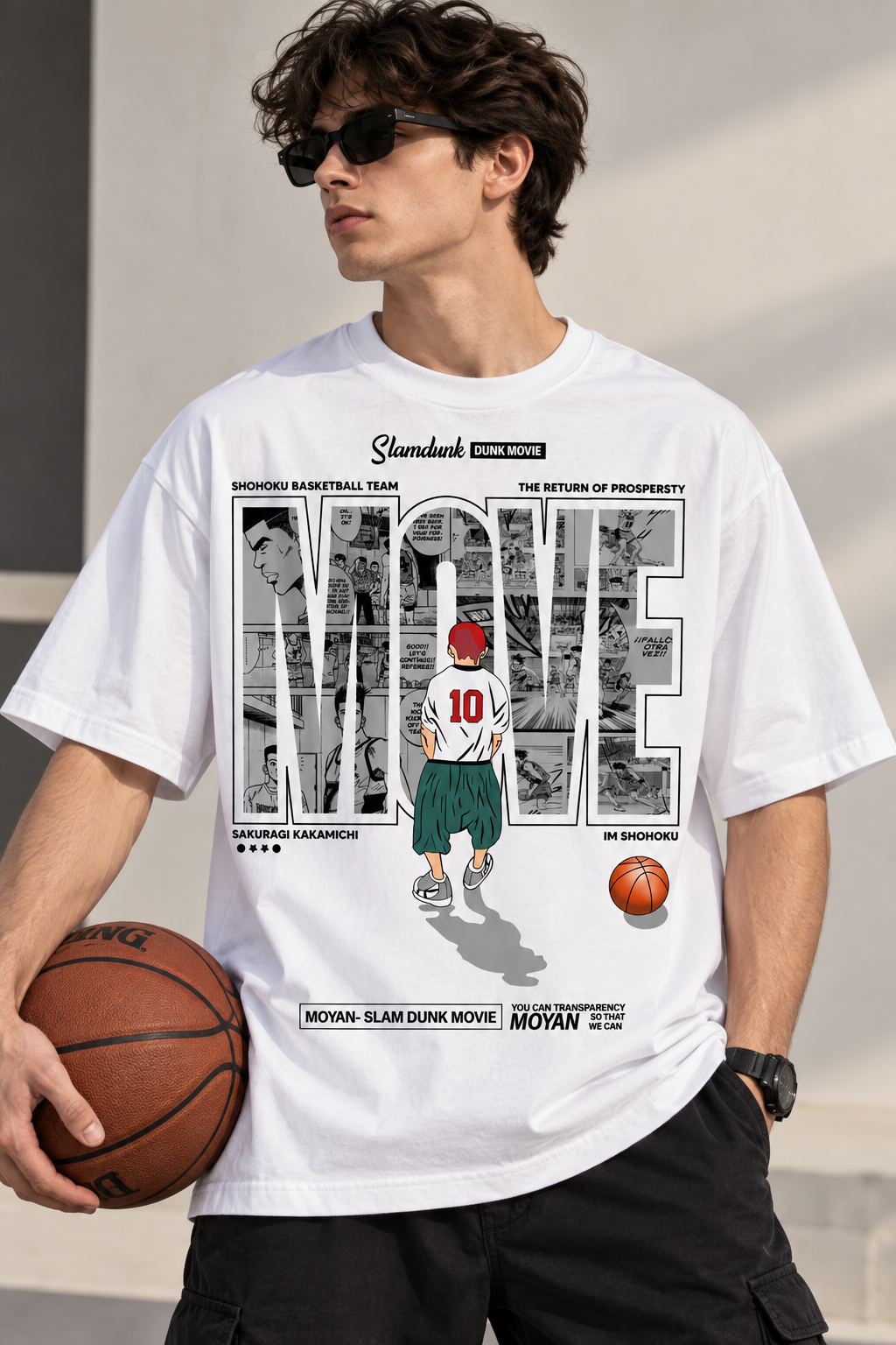 Basketball Anime Oversized T-Shirt for Men – Slam Dunk Graphic Tee