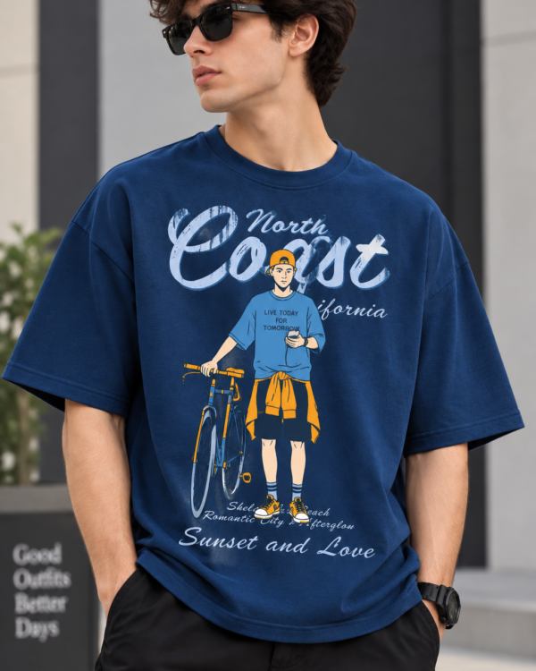 North Coast Oversized T-Shirt for Men – California Graphic Printed Tee