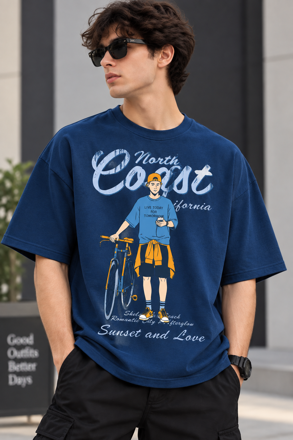 North Coast Oversized T-Shirt for Men – California Graphic Printed Tee