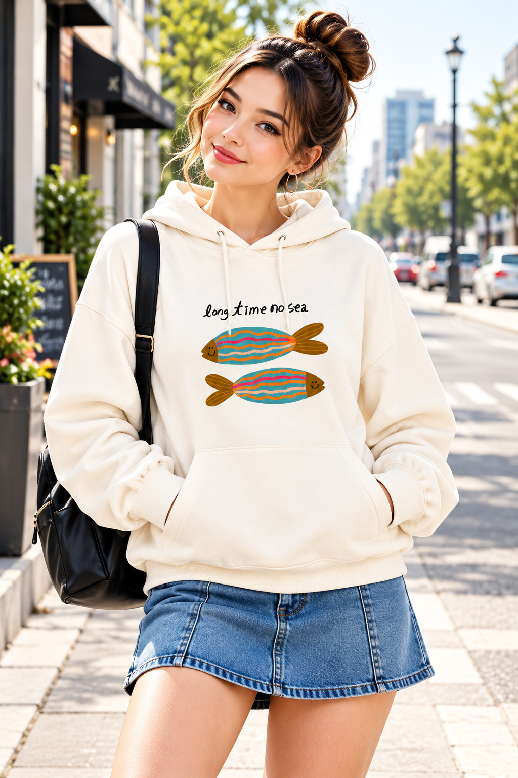 Cute Fish Graphic Printed Hoodie – Custom Design