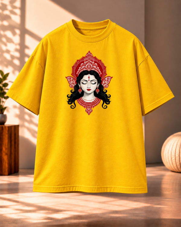 Durga Maa Yellow Regular Fit T Shirt – Customize Spiritual Printed T Shirt
