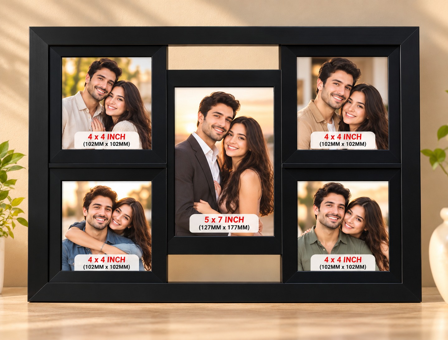 Personalized 5 Photo Collage Black Frame – Customize Photo Frame