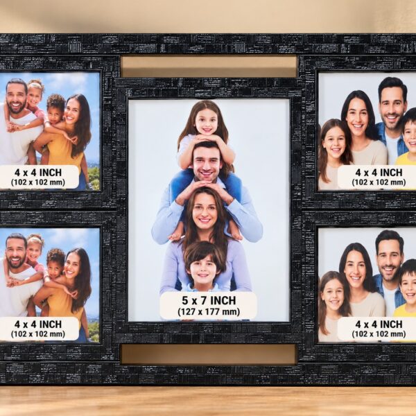 Black Textured 5 Photo Collage Frame – Customize Photo Frame