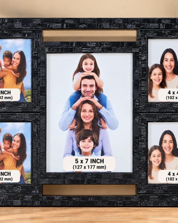 Black Textured 5 Photo Collage Frame – Customize Photo Frame