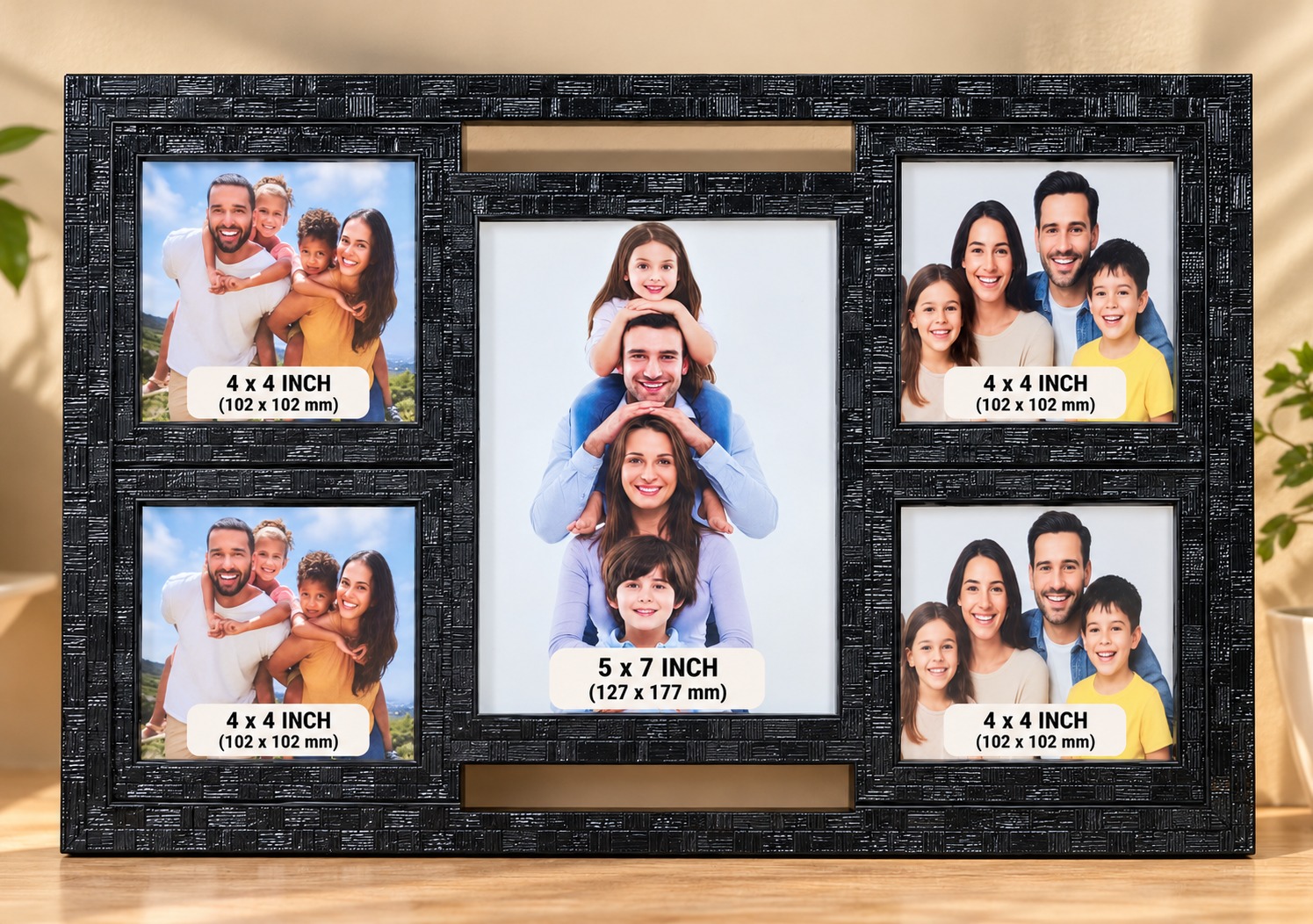 Black Textured 5 Photo Collage Frame – Customize Photo Frame