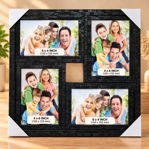 Black Textured 4 Photo Collage Frame – Customize Photo Frame