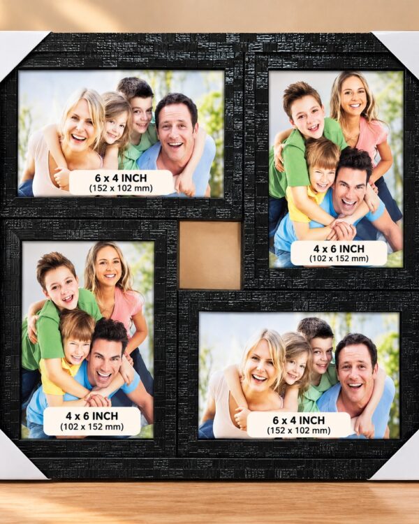Black Textured 4 Photo Collage Frame – Customize Photo Frame