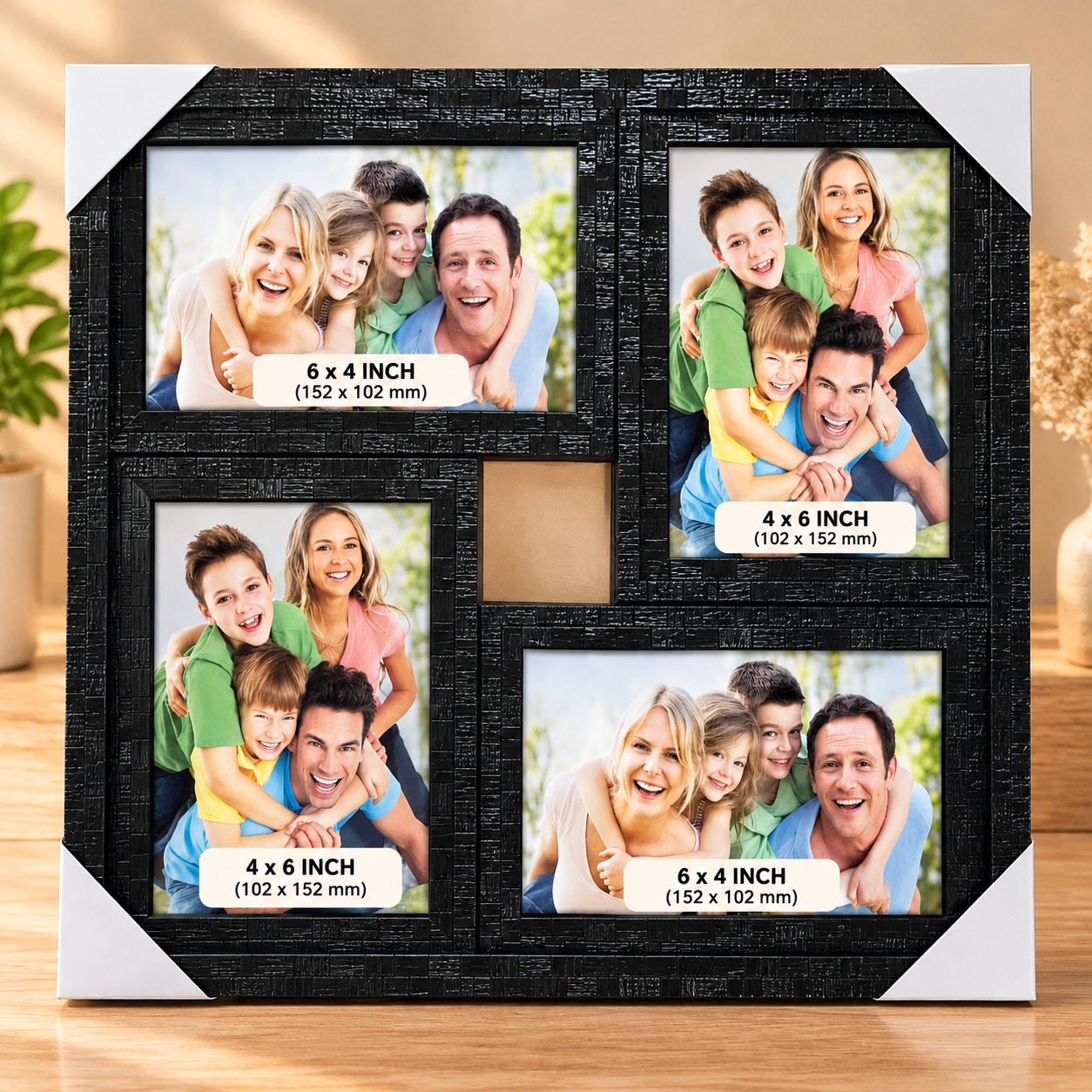 Black Textured 4 Photo Collage Frame – Customize Photo Frame