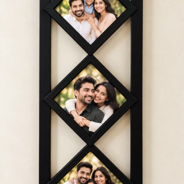 Black 3 Photo Diamond Collage Frame – Customize Photo Frame
