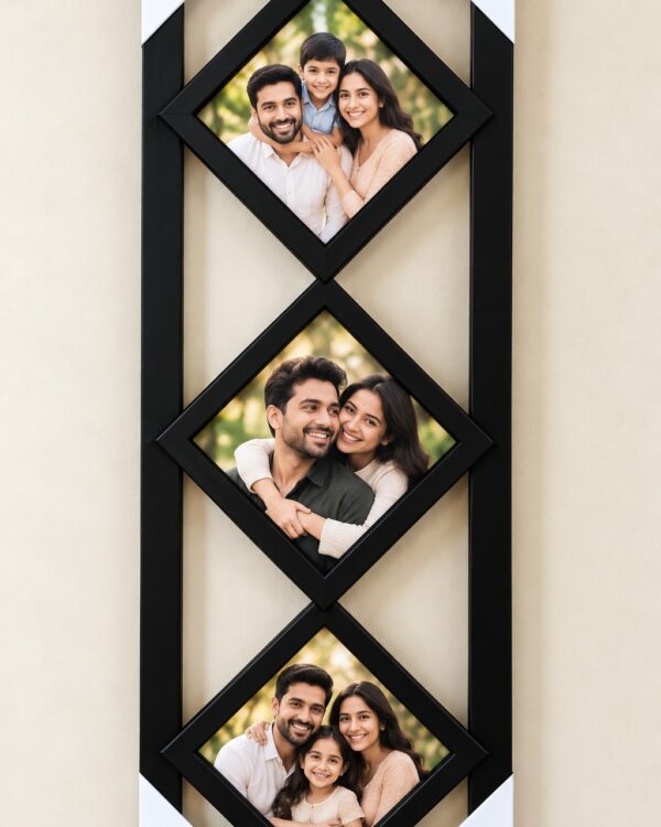 Black 3 Photo Diamond Collage Frame – Customize Photo Frame