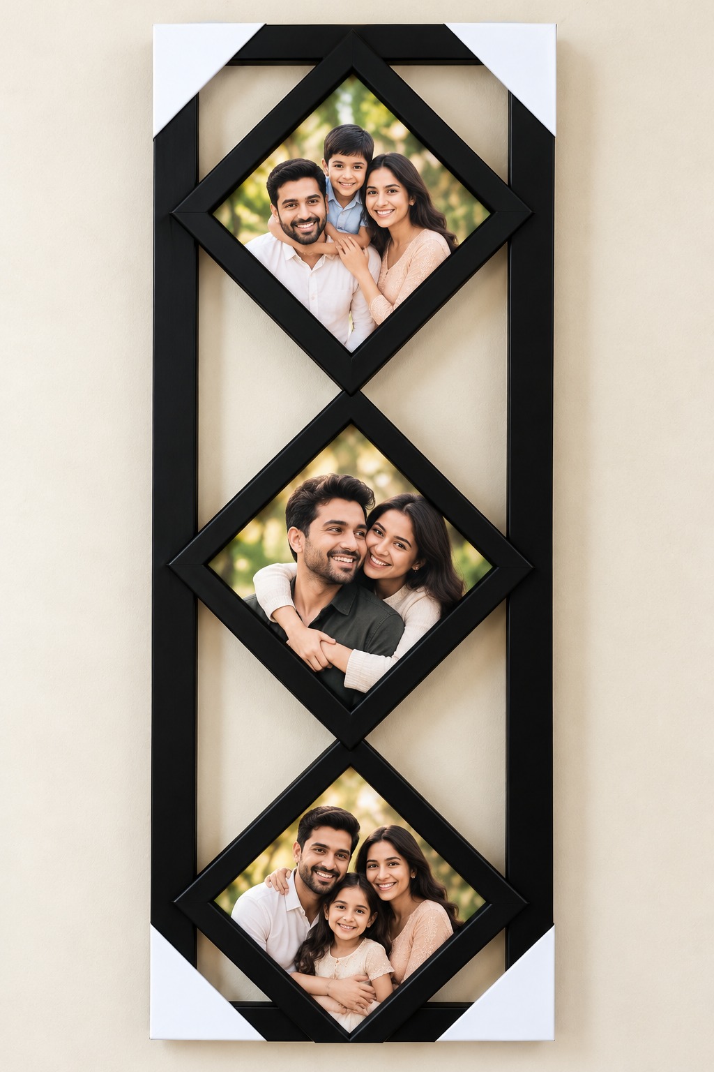 Black 3 Photo Diamond Collage Frame – Customize Photo Frame