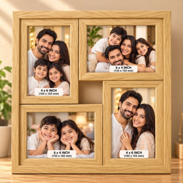 Wooden 4 Photo Collage Frame – Customize Photo Frame