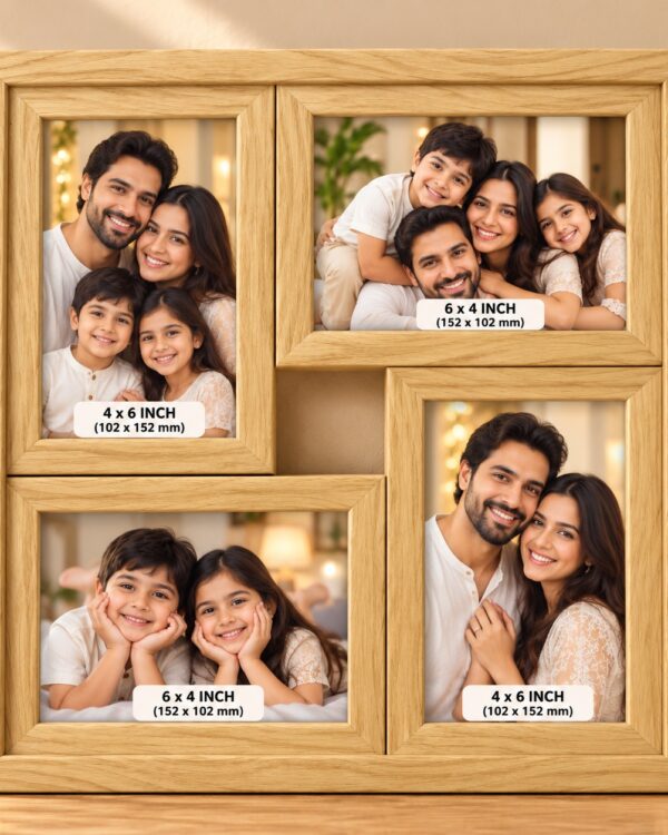 Wooden 4 Photo Collage Frame – Customize Photo Frame