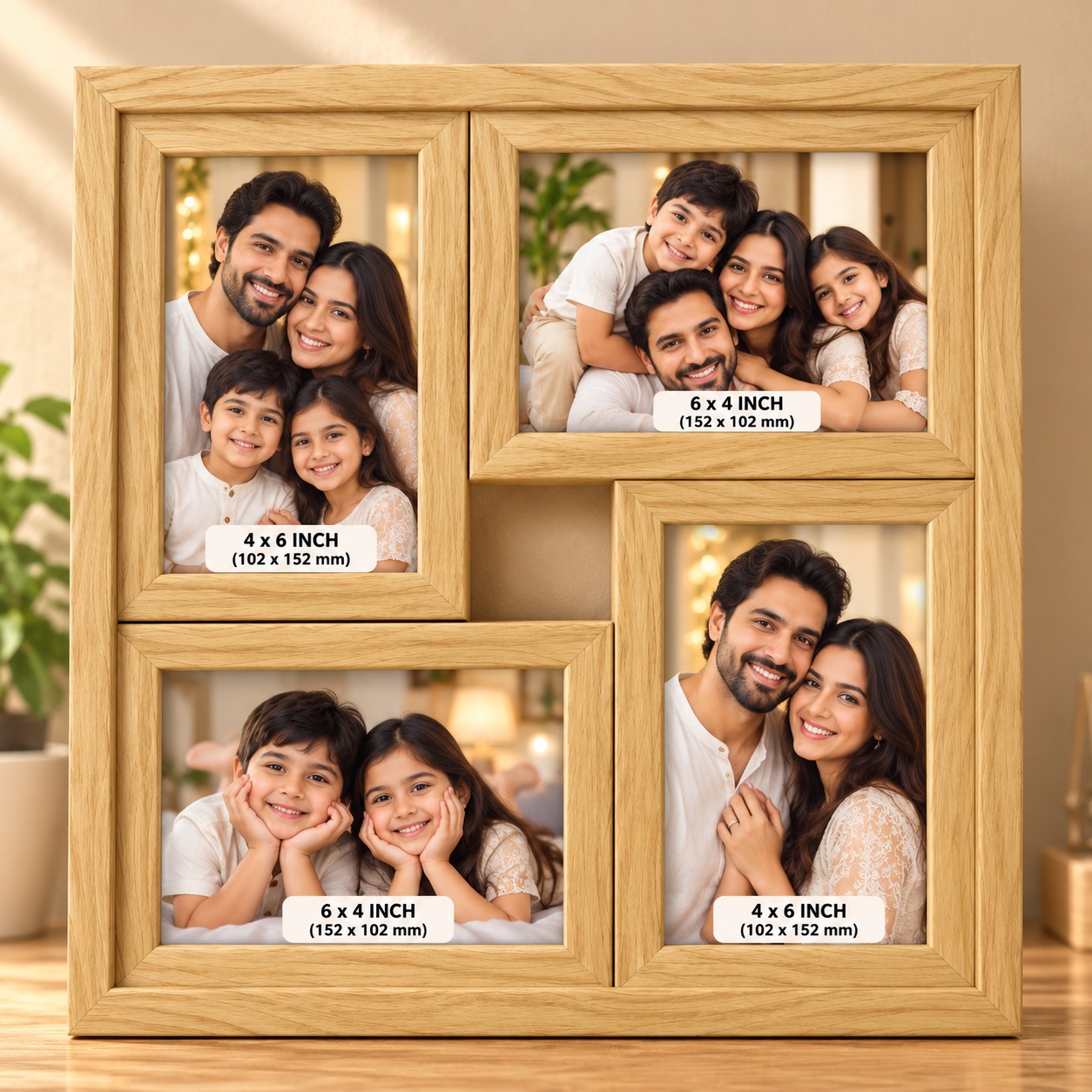 Wooden 4 Photo Collage Frame – Customize Photo Frame
