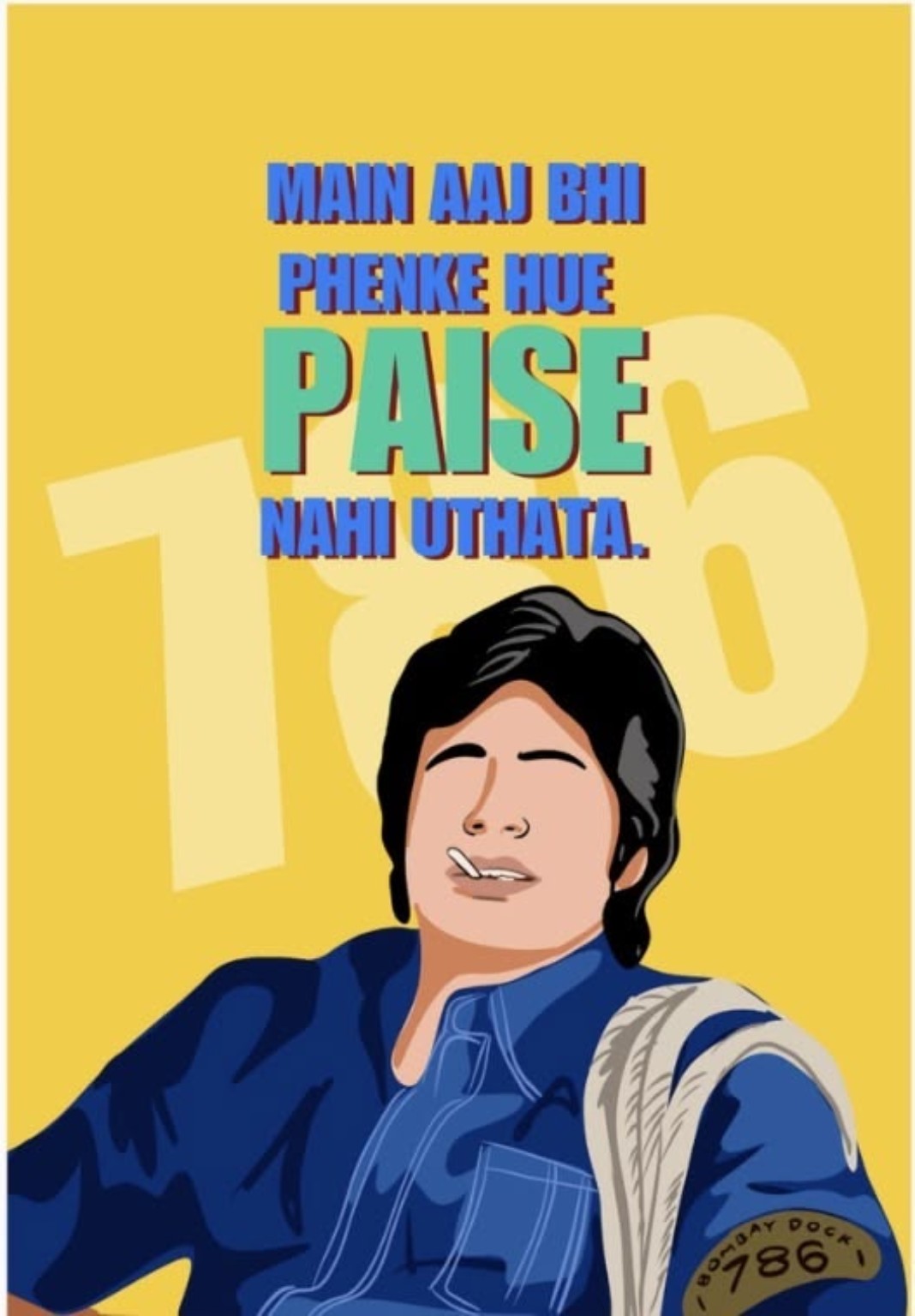 Main Aaj Bhi Paise Nahi Uthata Printed Regular Fit Bollywood T-Shirt