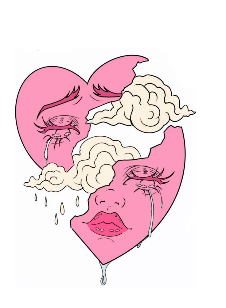 White Pink Crying Heart Hoodie – Customize Hoodie