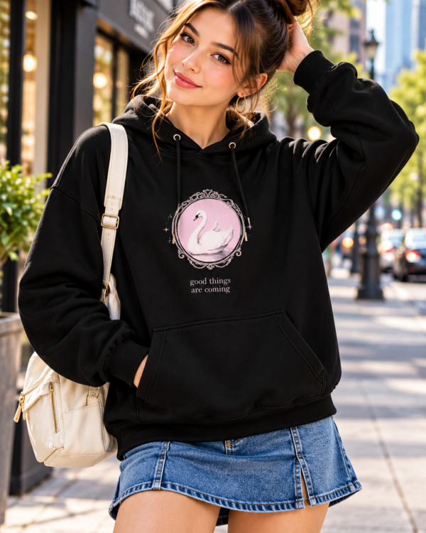 Black Swan Printed Hoodie – Good Things Are Coming