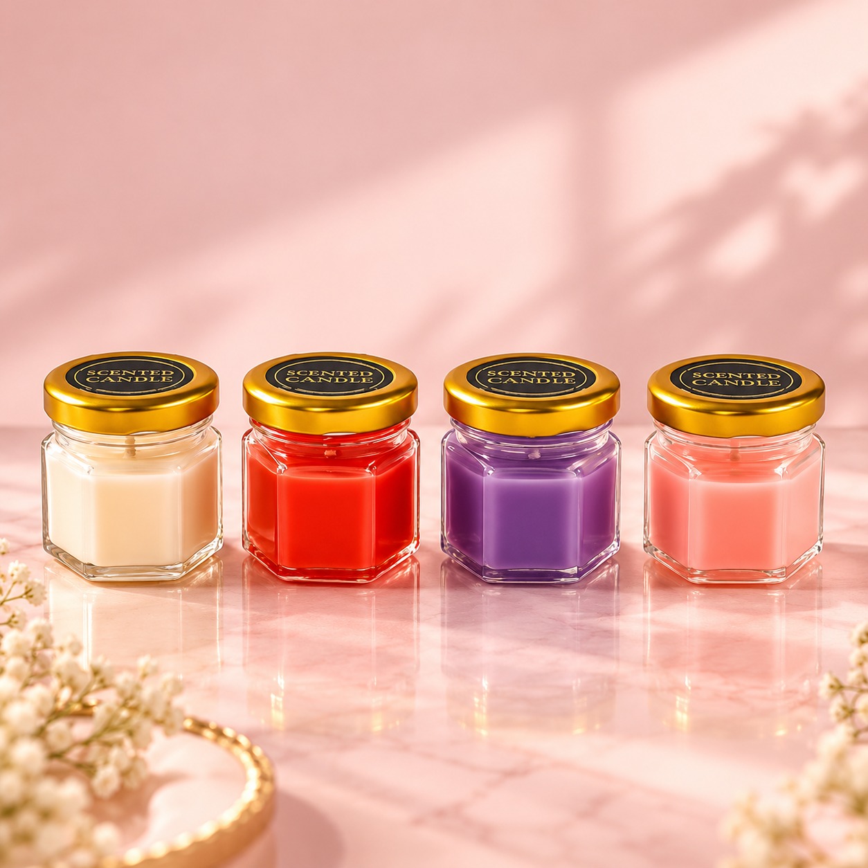 Set of 4 Scented Candles in Glass Jars