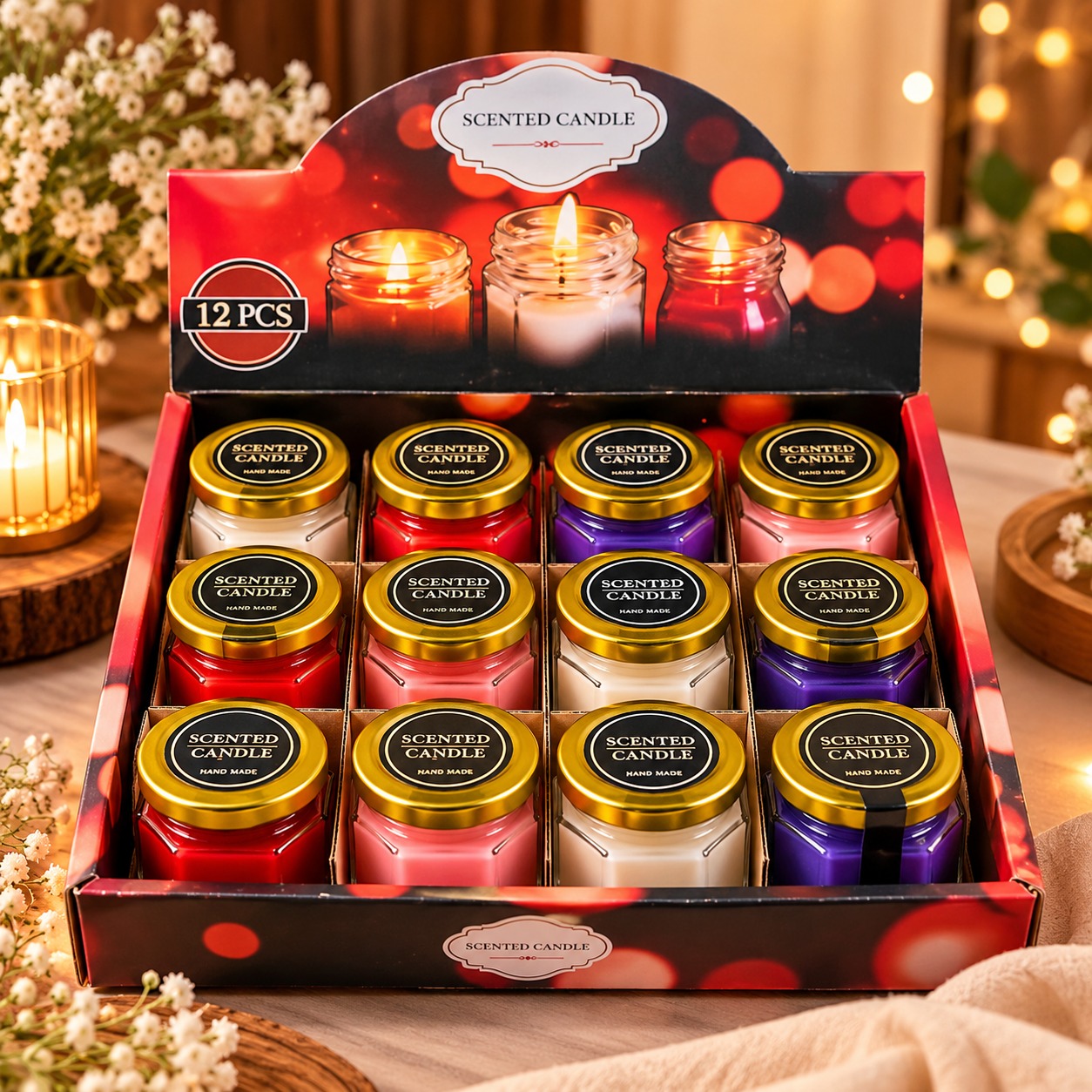 Set of 4 Scented Candles in Glass Jars
