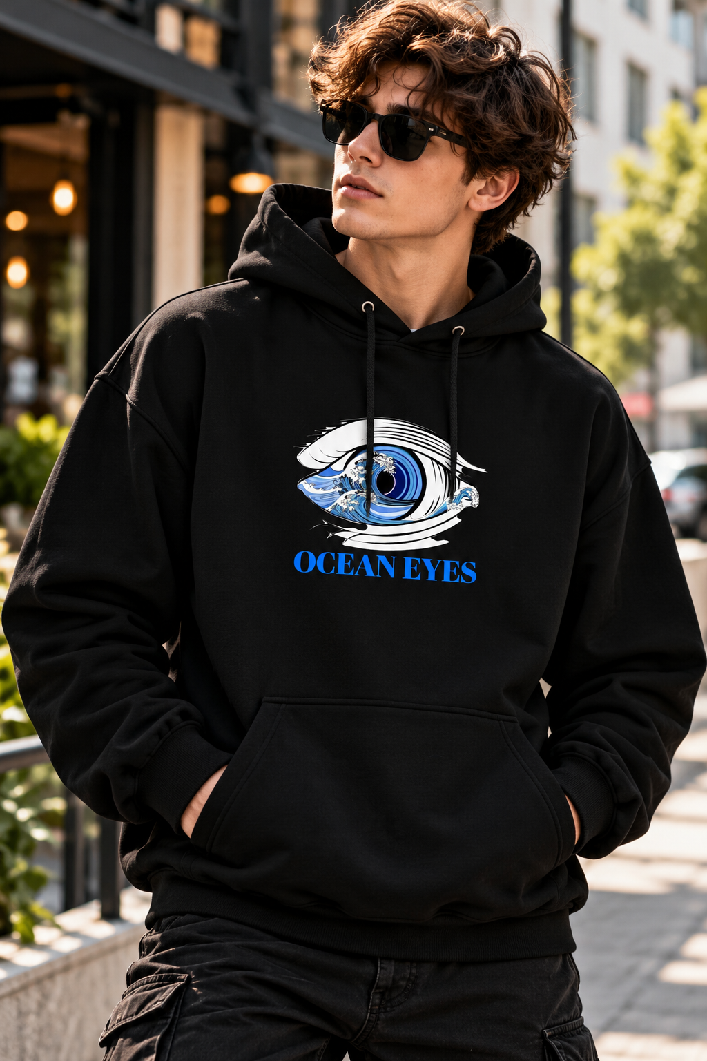 Ocean Eyes Printed Hoodie for Men