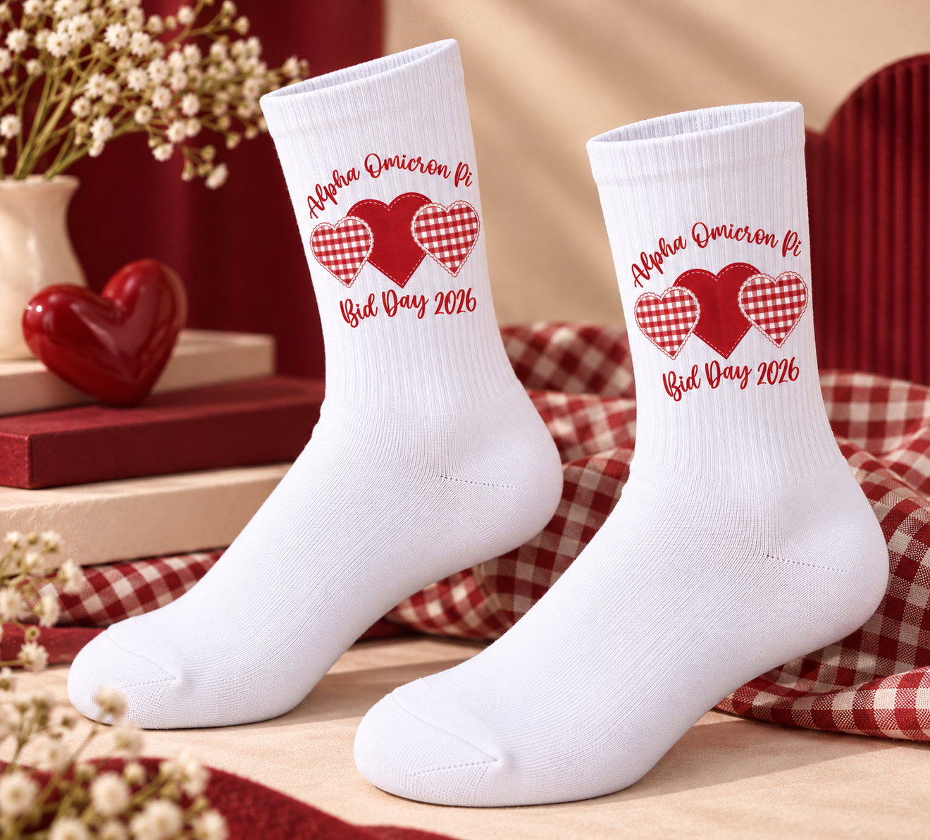 Alpha Omicron Pi Printed Socks