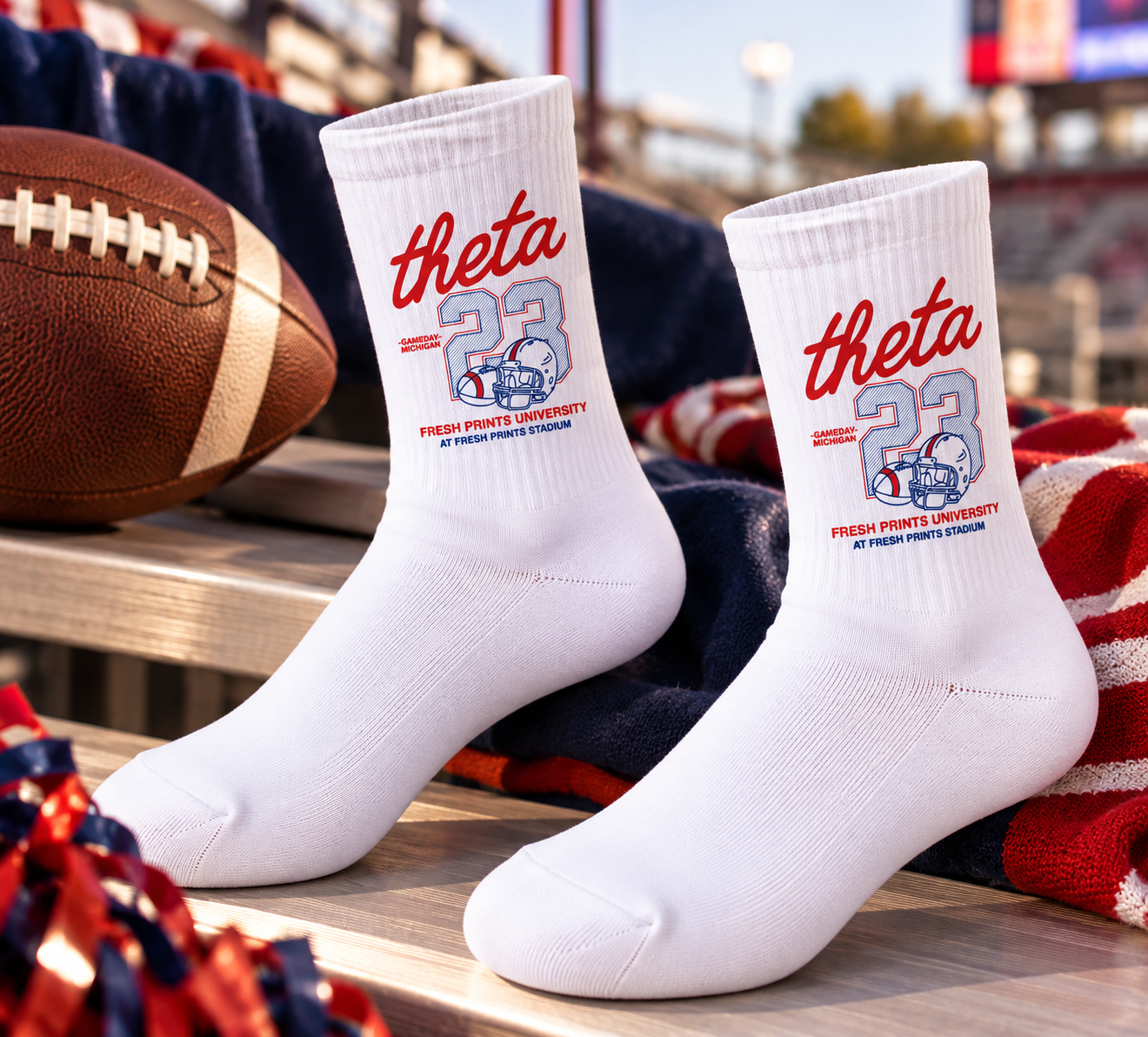 Theta Football Printed Socks