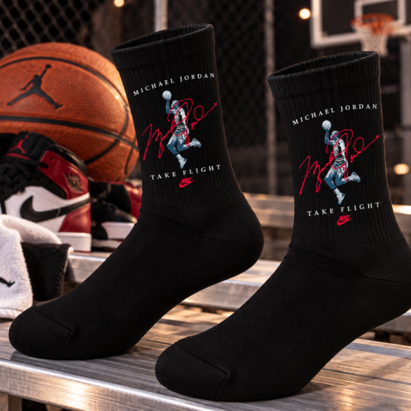 Black Basketball Printed Socks