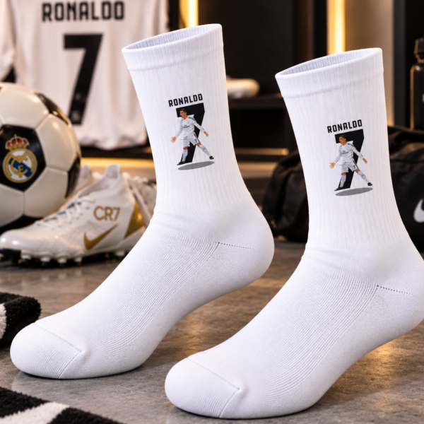White Ronaldo Printed Socks