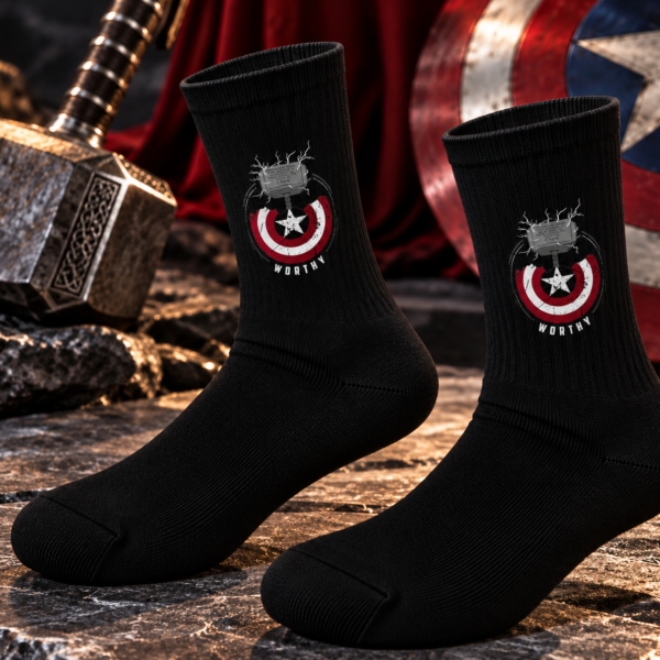 Black Superhero Printed Socks