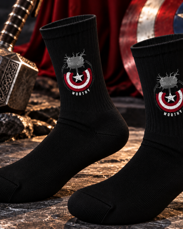 Black Superhero Printed Socks